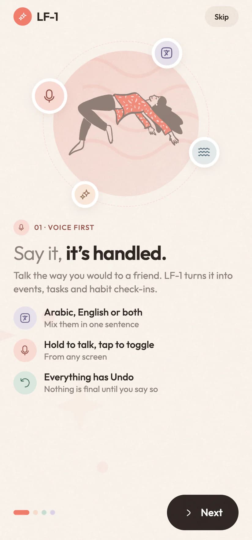 Welcome screen: Say it, it's handled